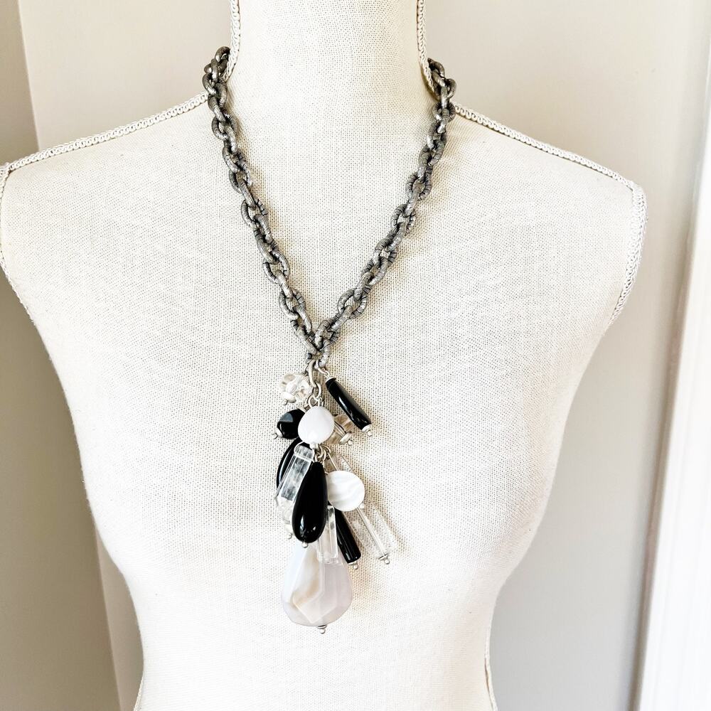 NEW Chico's Agate Charm Cluster Necklace